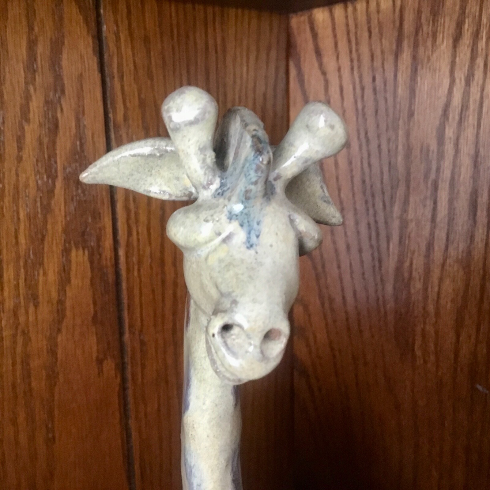 Art Pottery Giraffe Figurine Glazed 10” Tall Vintage
