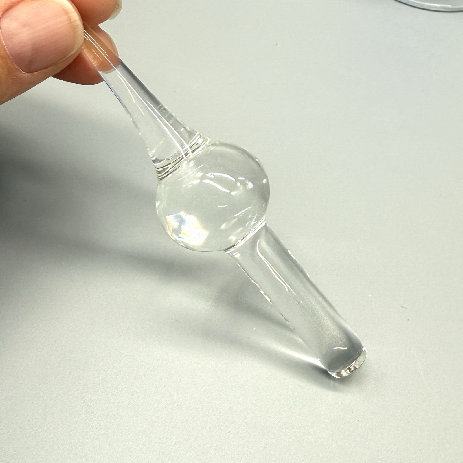 Vintage Art Glass Blue / Clear Footed Perfume Bottle Glass W/Stopper