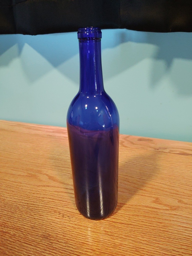 Vintage Cobalt Blue Glass Tall Bottle 11”