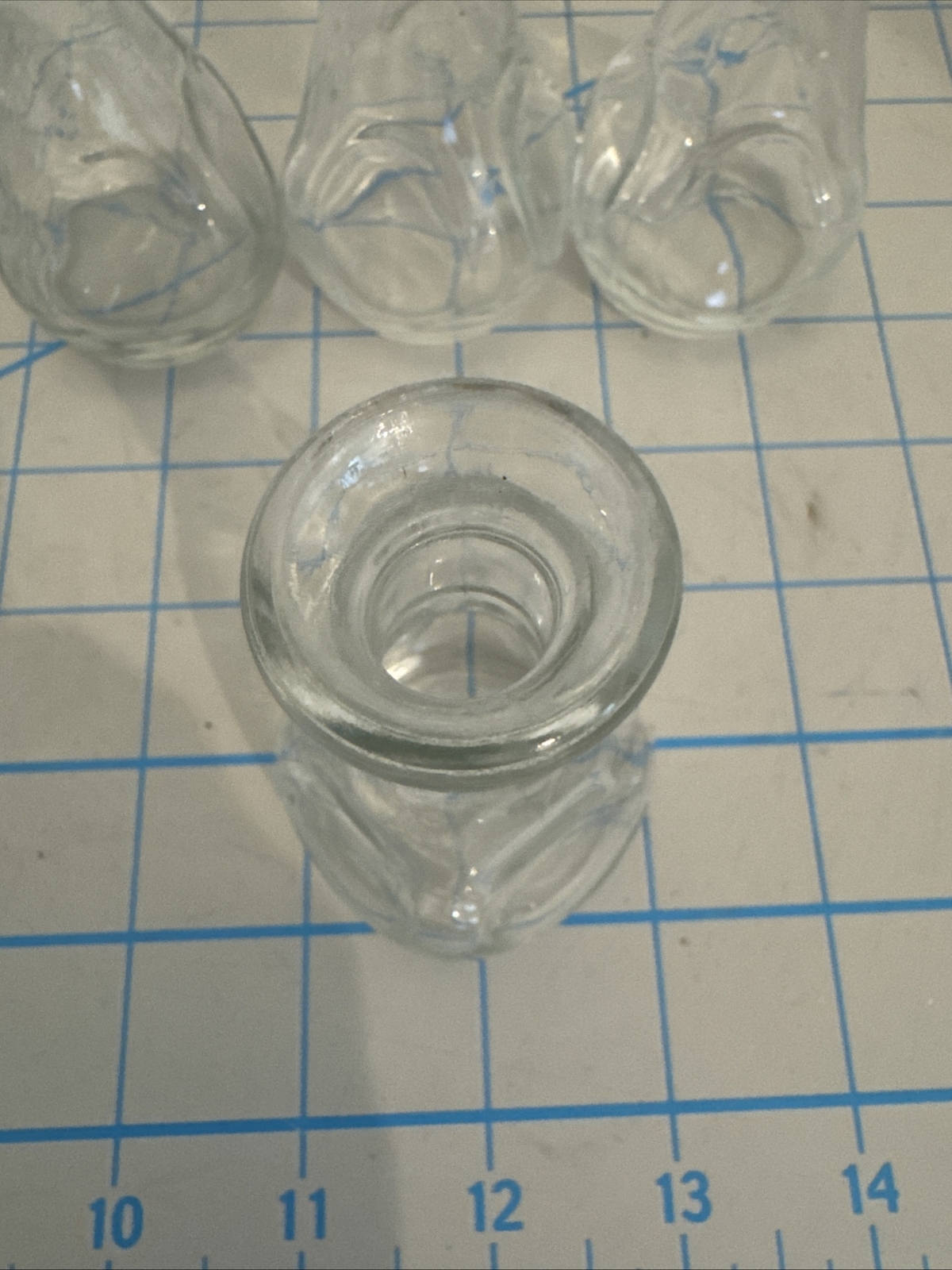 Vintage Glass Bottle Bud Vase Pinched Thumbprint 1930’s 3 1/2”