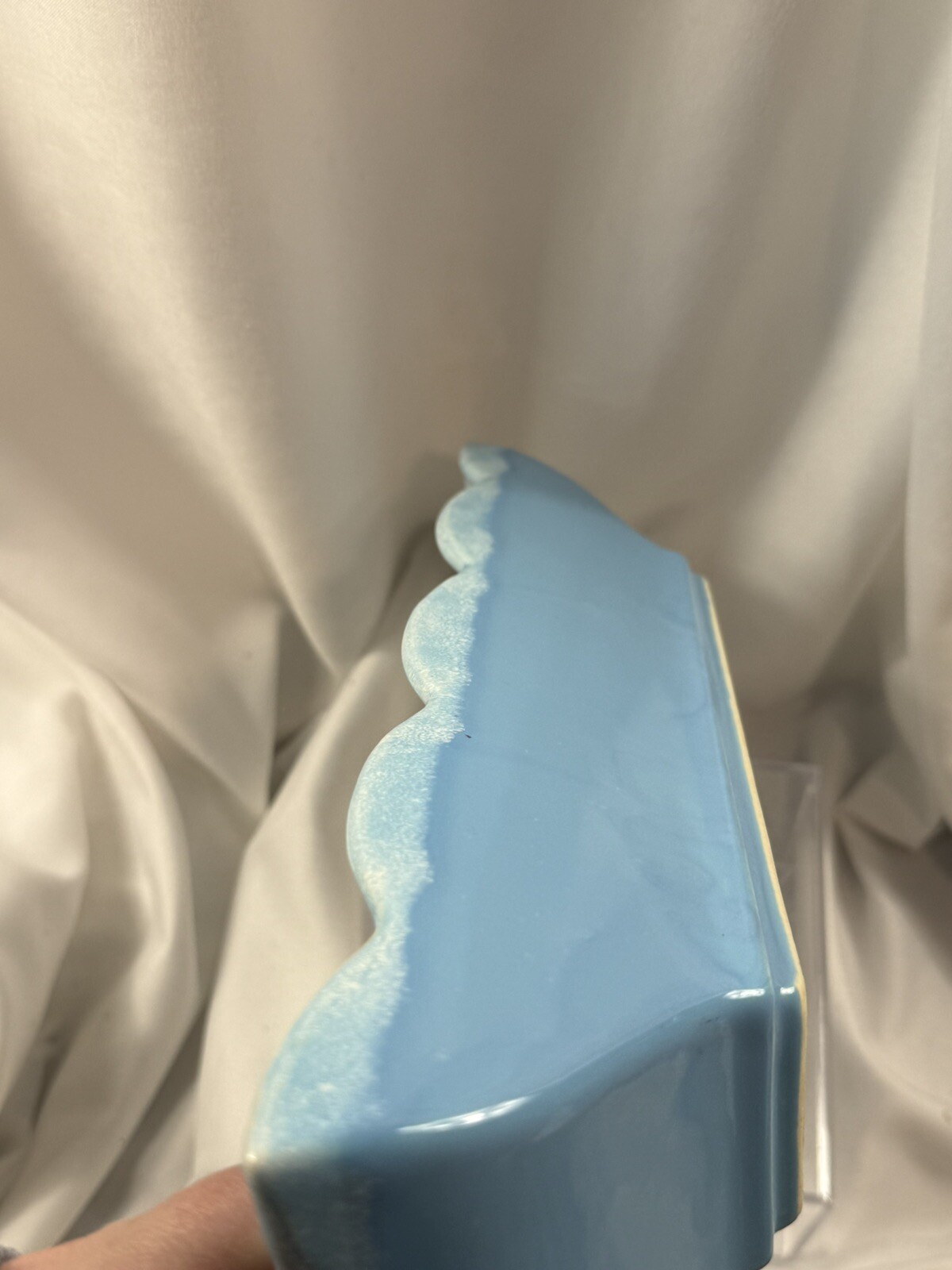 Vintage Hull USA Pottery Light Blue Teal Glaze Planter 13” X 4.5”