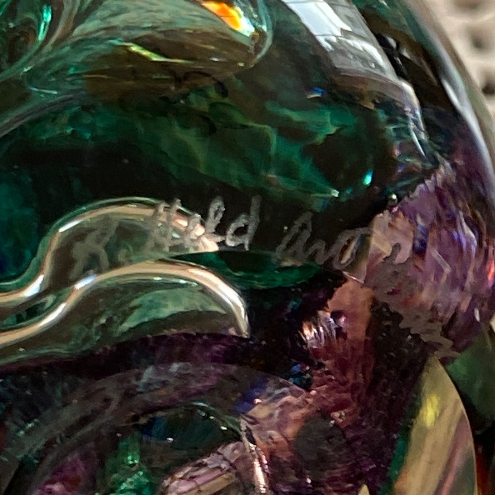 Robert Held Art Glass Paperweight Swirling Jewel Tone Bubbles Signed 3 Inches