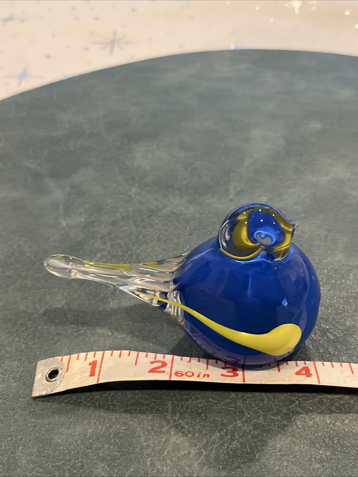 Vintage Hand Blown Clear Glass Bird Paperweight – Sweden – Lindshammar