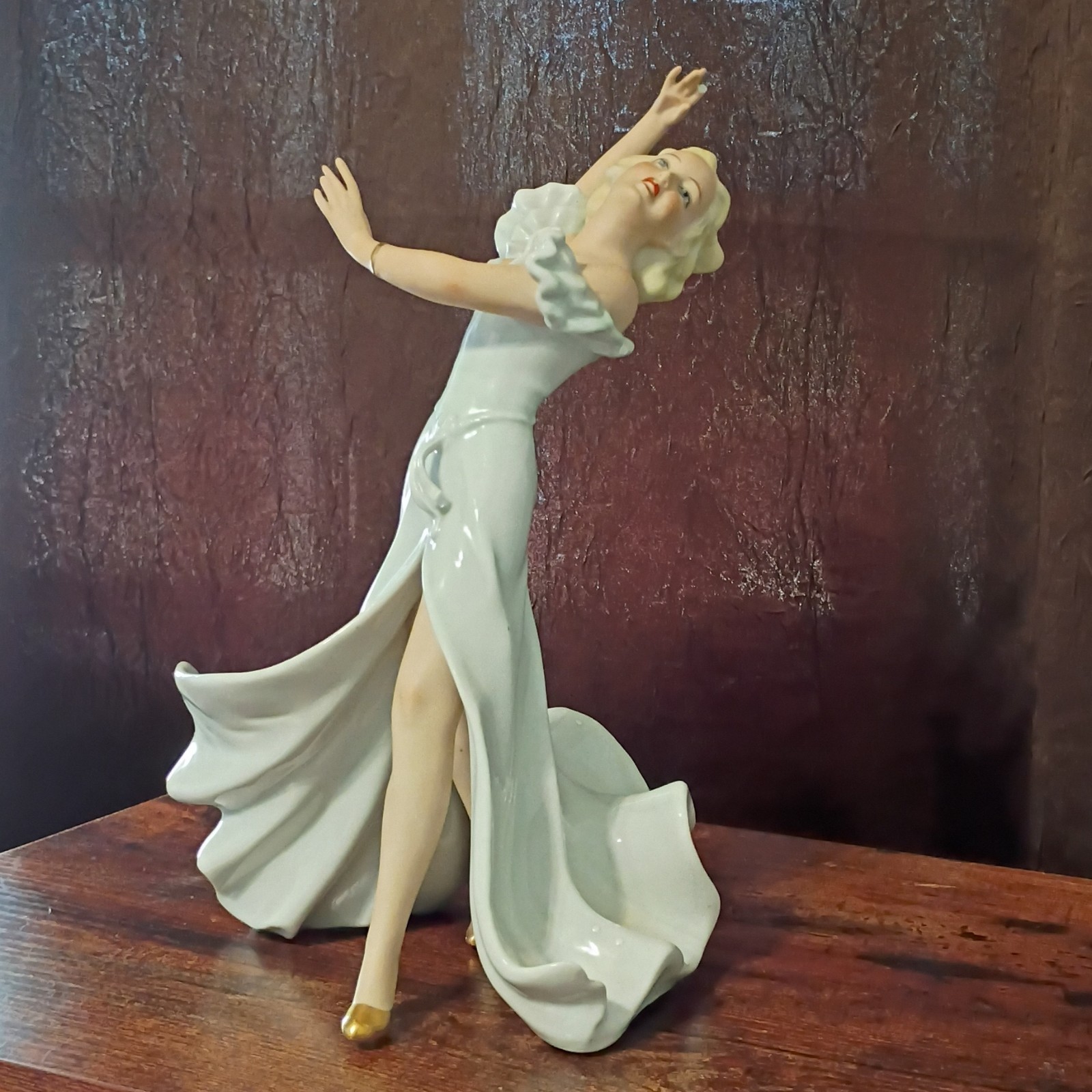 Wallendorf Porcelain Dancing Woman Figurine White Art Pottery Germany