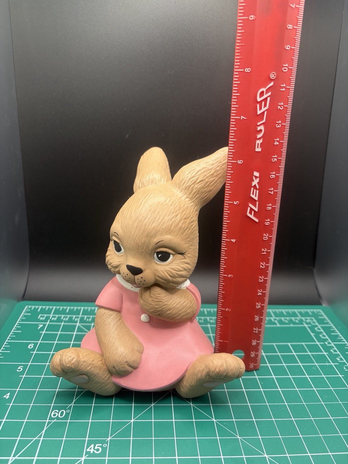 Vintage Ceramic Bunny Rabbit Brown Pink Medium Size Animal Figurine