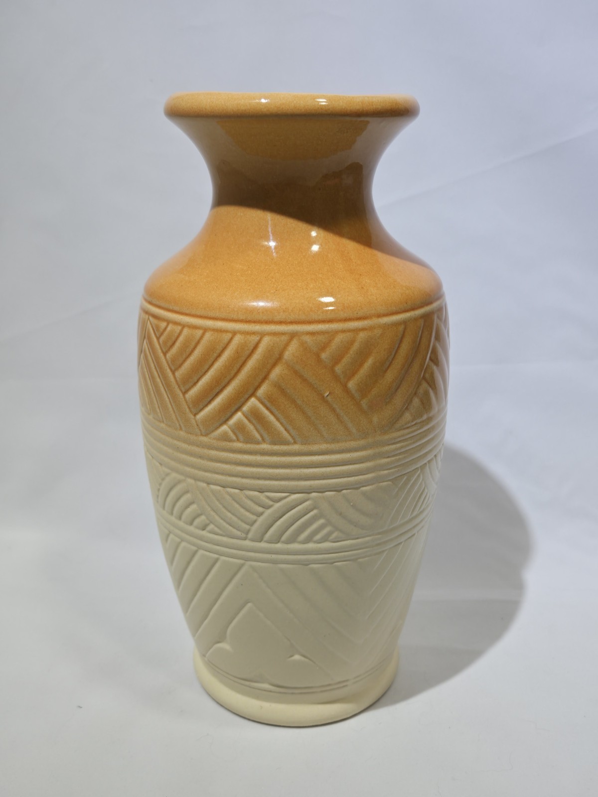 Vtg Robinson Ransbottom Pottery Vase 10″ Egyptian Revival Geometric #100 Ohio