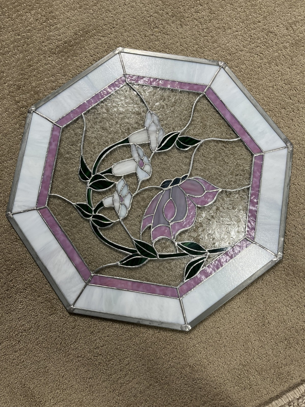 Round Stained Glass Fish Suncatcher Multicolor Window Panel