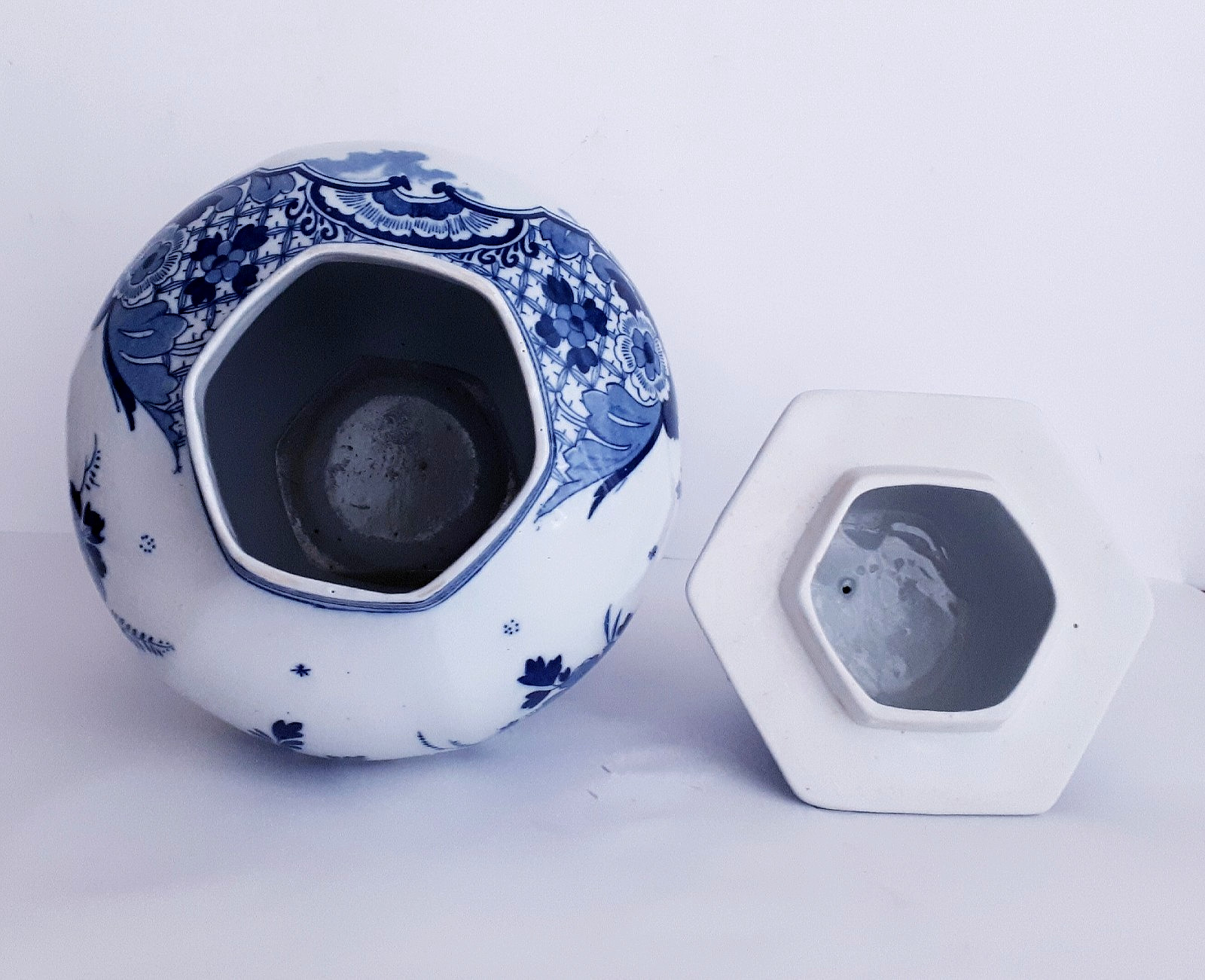 Antique DELFT BLUE & WHITE GINGER JAR BALUSTER LIDDED VASE 16.1 INCH – EXCELLENT