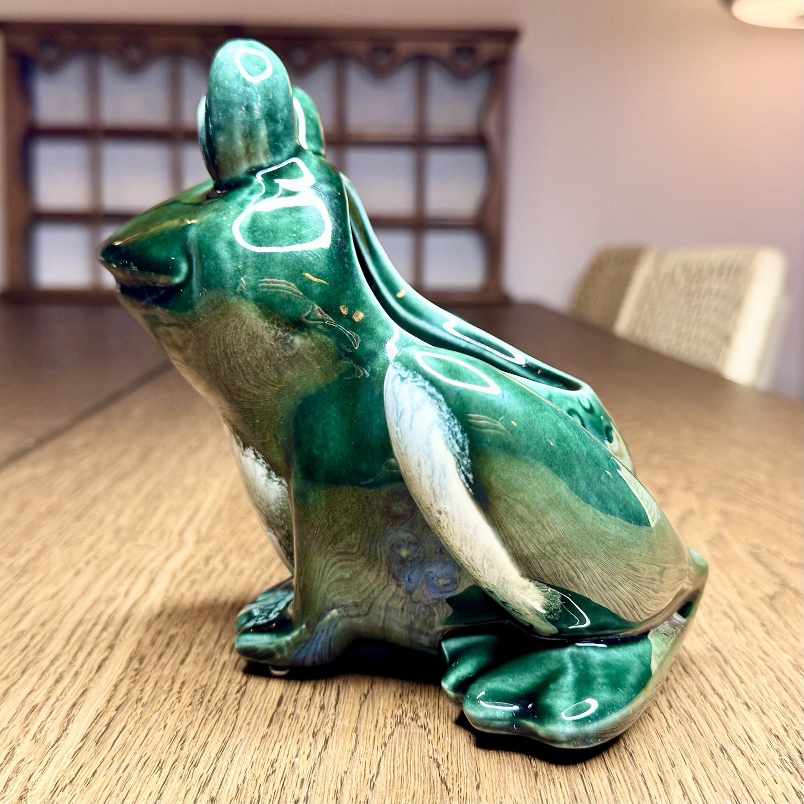 Vintage Hull Pottery Frog Planter F70 Retro MCM Green Drip Glaze Ceramic Planter