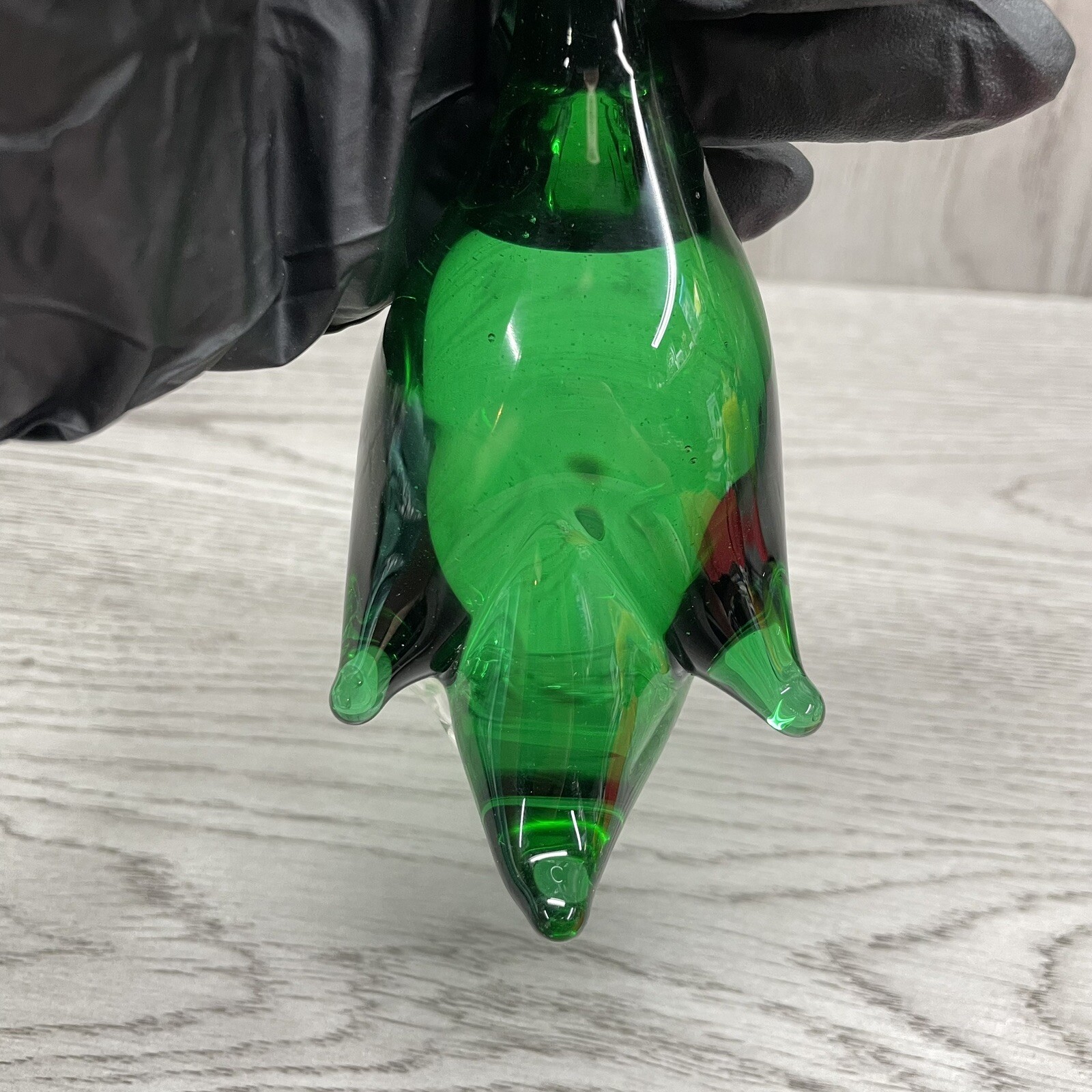 Vintage MCM Murano Style Blown Glass Green Duck Bird 7″ Mid Century Modern