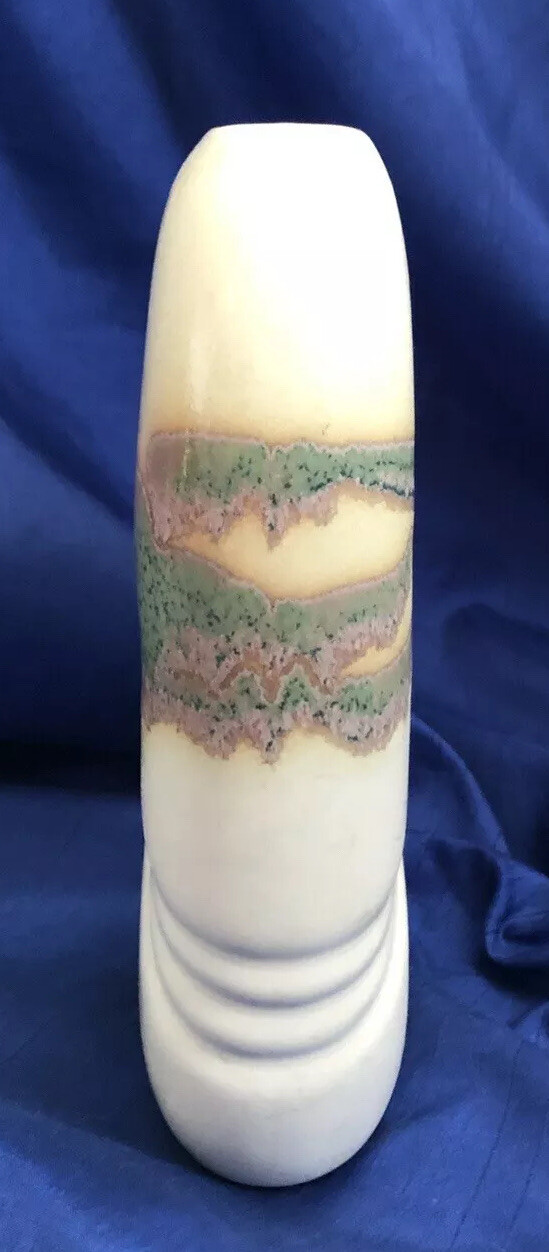 SP San Pacific San Francisco Drip Glaze Pottery Flat Vase Vintage Taiwan
