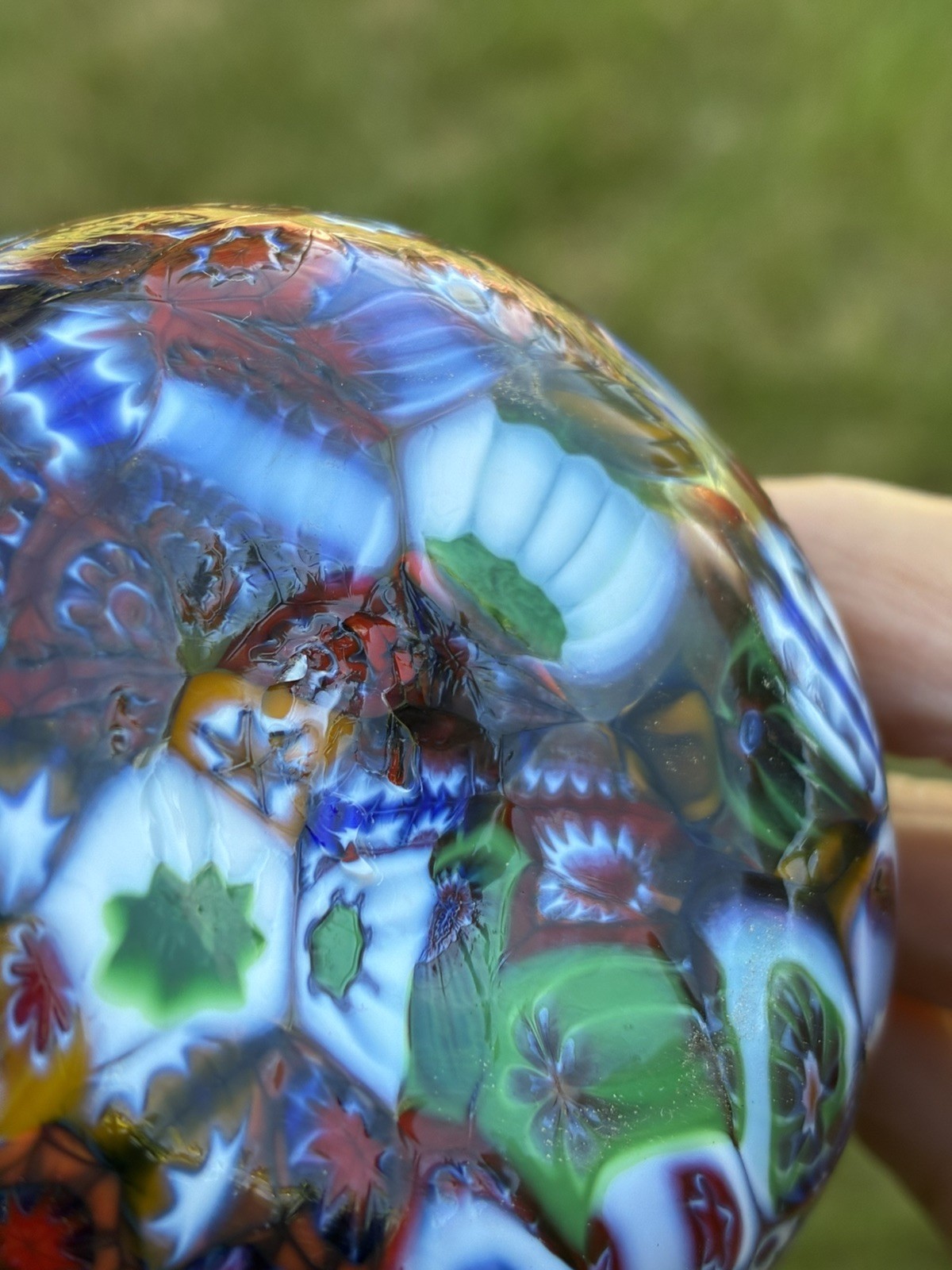 Murano Venice Italy Hand Blown Glass Millefiori Handkerchief Vase Multicolor 4”