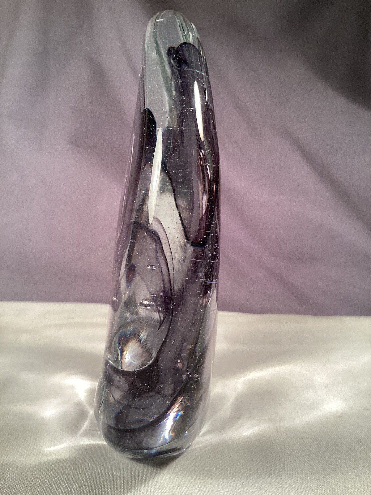 1984 Signed R. H. Johnson Studio Art Glass Paperweight Dichroic Purple Beauty