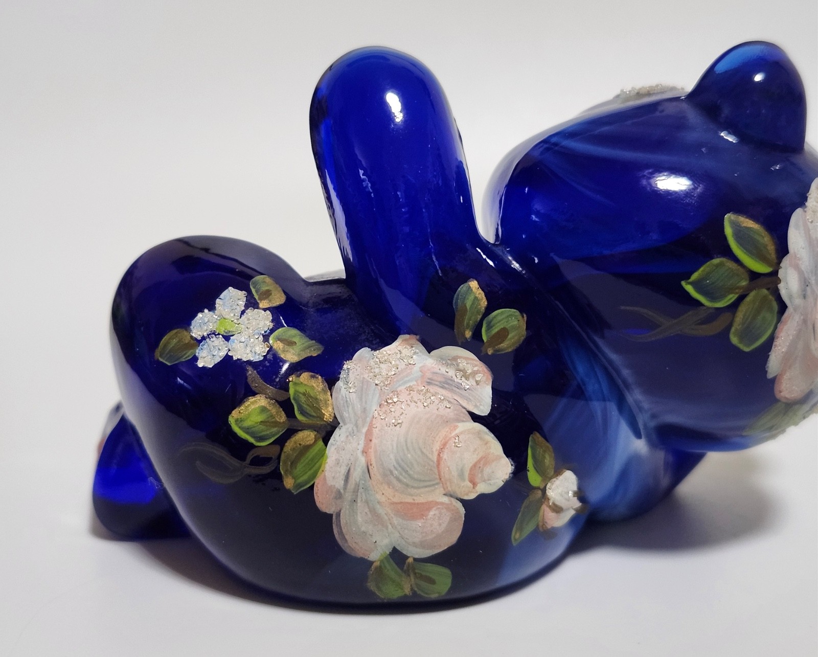 Fenton OOAK marbled blue hand painted bear M.Wagner