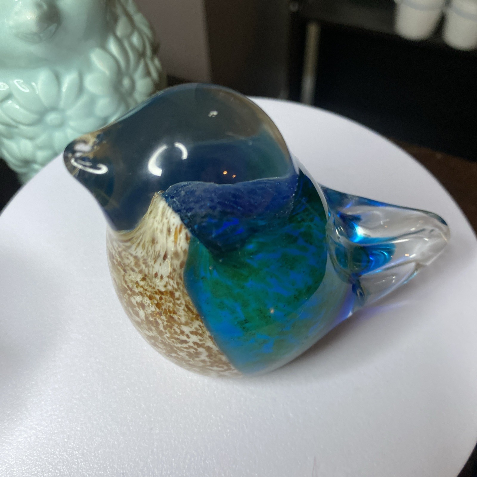 Glass Bird Figurine Decorative Glossy Collectible Paperweight