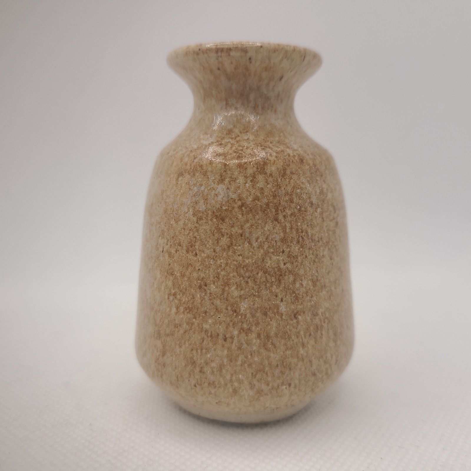 Studio Art Pottery Stoneware Bud Mini Vase, Leaf Impressions Artist Signed 3”