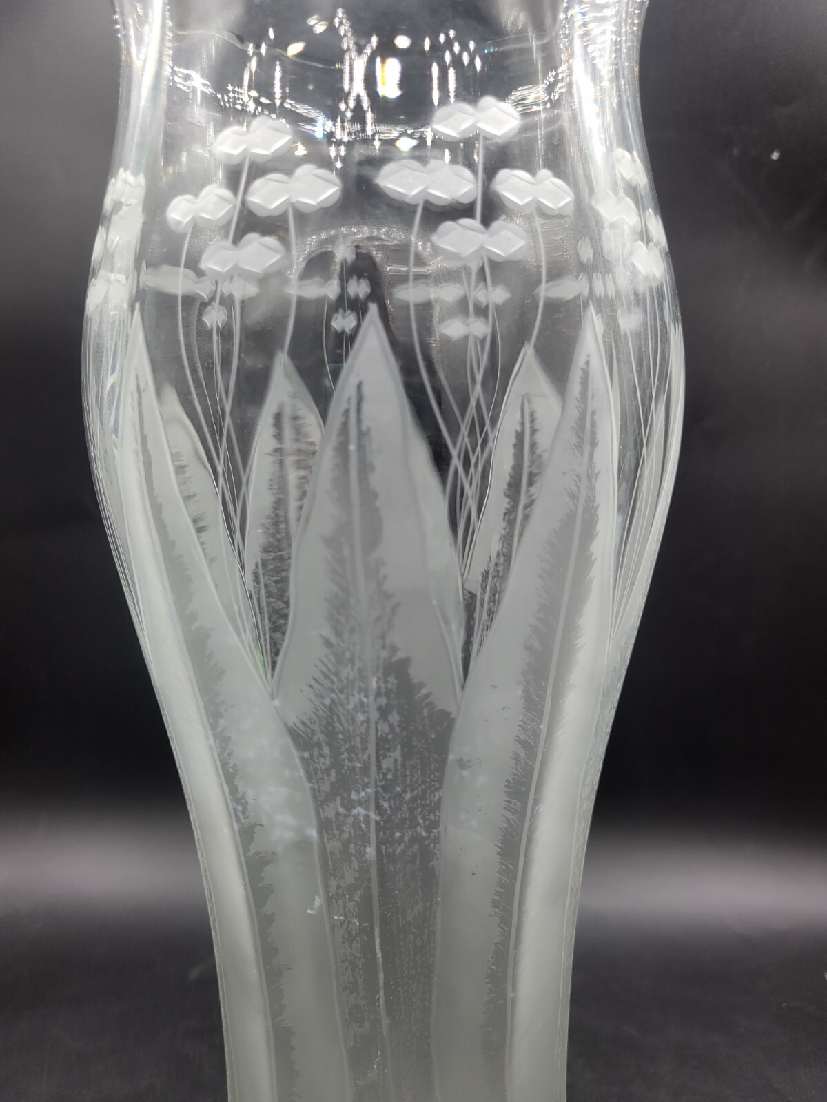 Dorflinger Kalana Lily Pattern Etched Art Glass Vase American Brilliant Period