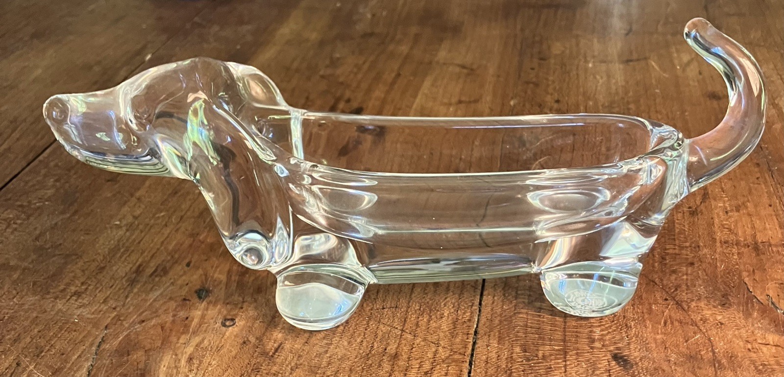 Vintage 60’s Art Vannes Crystal Glass France Dachshund Dog