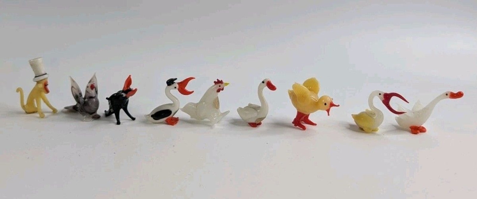 Vintage Occupied Japan Miniature Glass Figurines Lot Hand Blown 8 Birds & Monkey