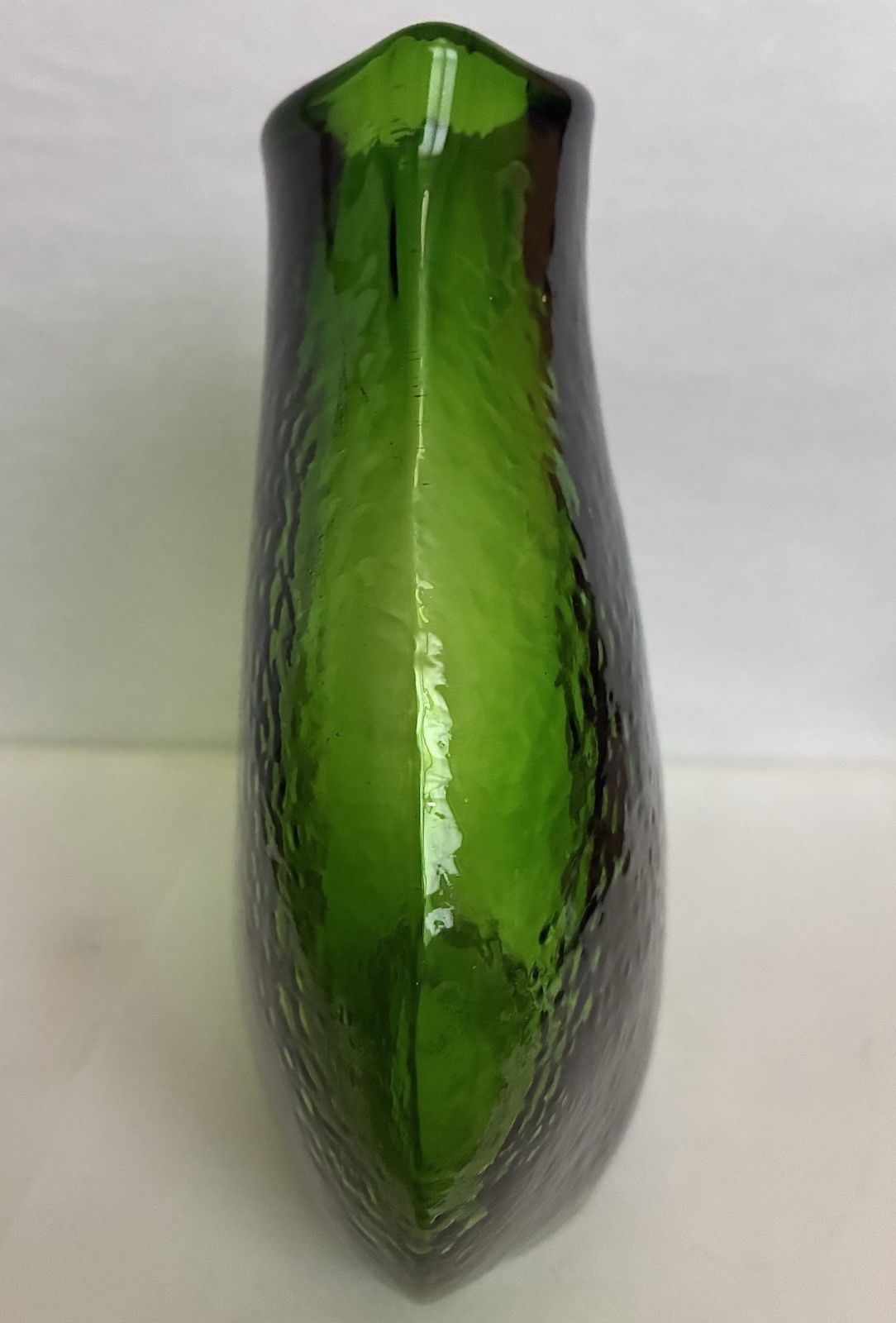 Vintage 7 x 7 Emerald Green MCM Hand Blown Art Glass Vase