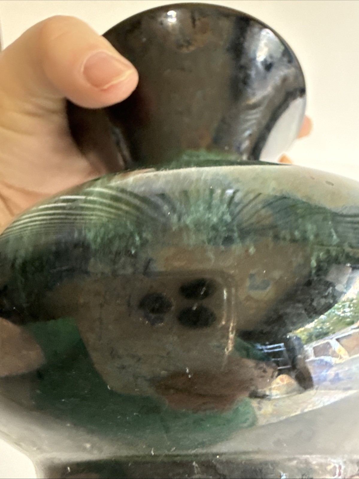 Blue Mountain Pottery Ltd. Green & Black Drip Glaze Art Pottery Vase Canada