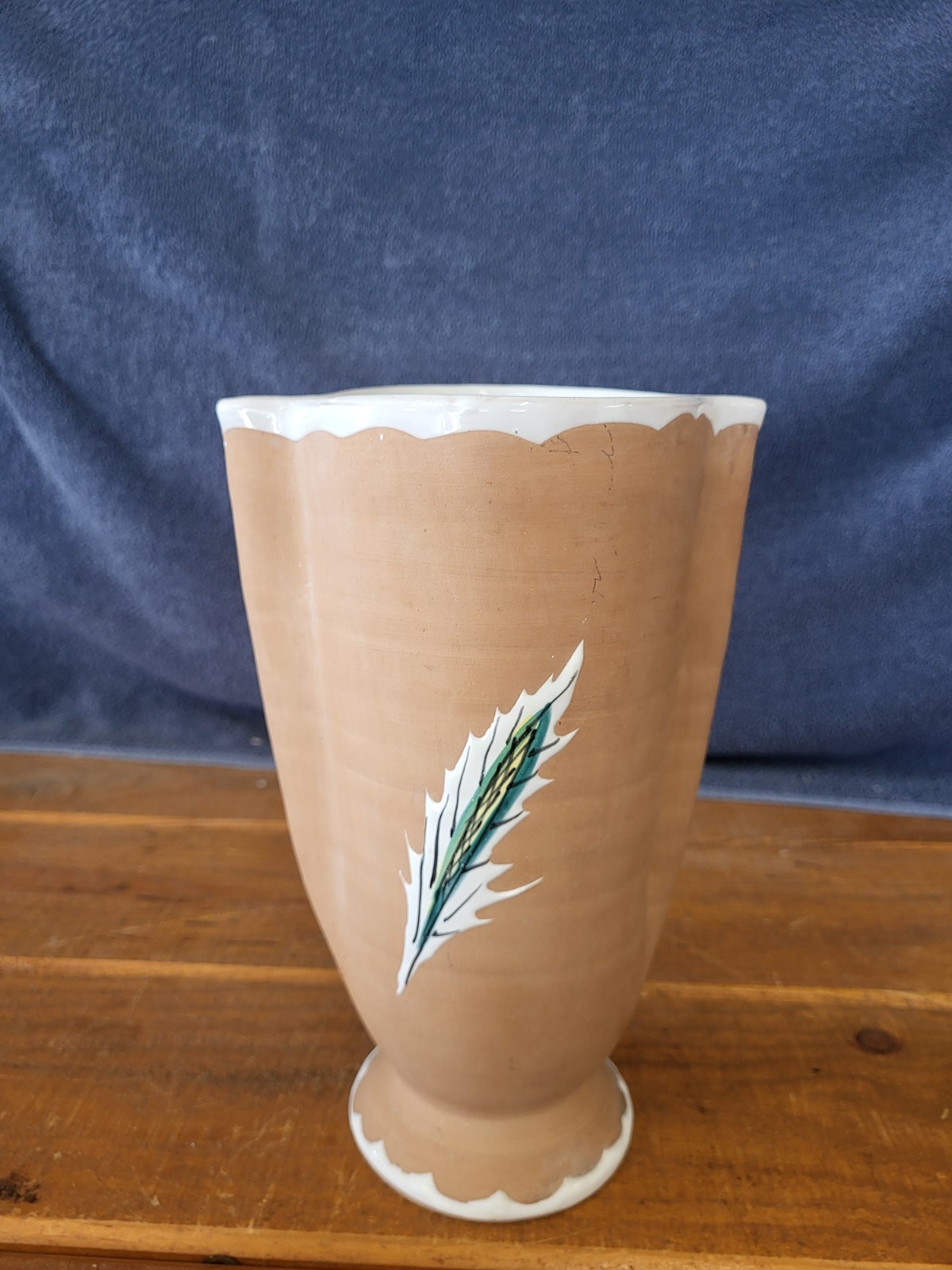 Red Clay Ceramic Vase With A Wheat Motif Very Nice!