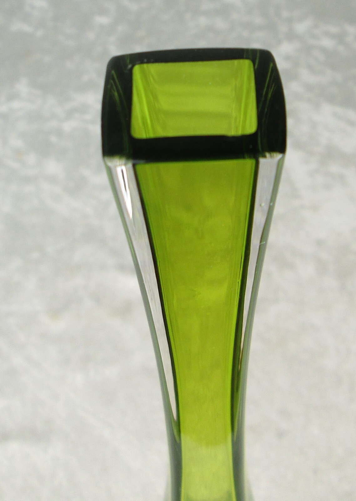 Val St Lambert Green Cased Glass Bud Vase 9-1/4 inch Tall Mid Century Modern VSL