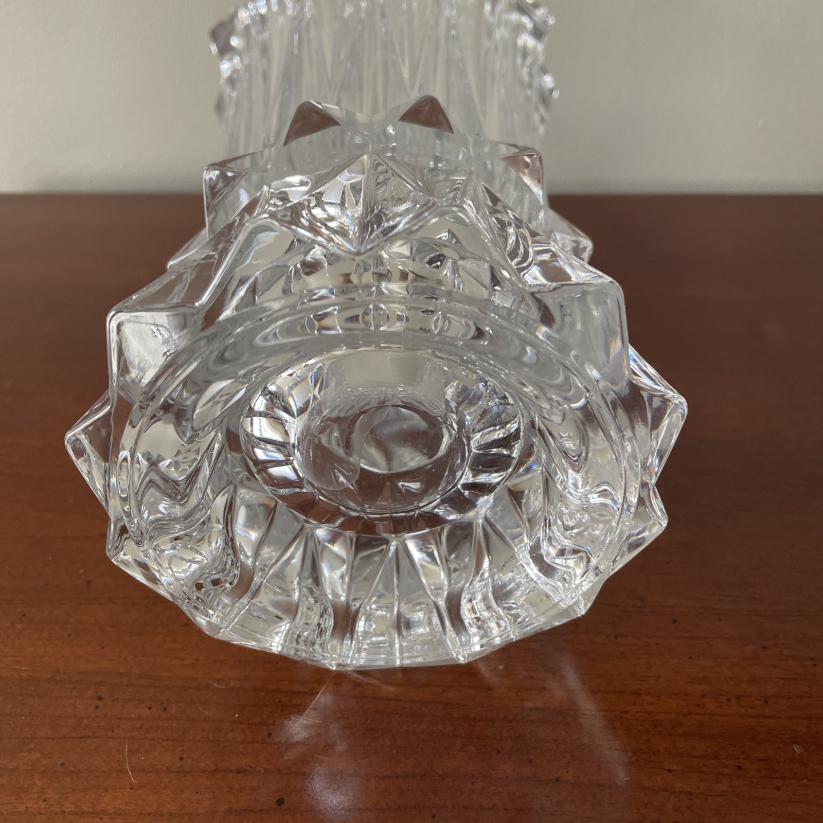 MIKASA RAINIER PATTERN 10 3/4″ VASE Heavy Lead Crystal Geometric Contemporary