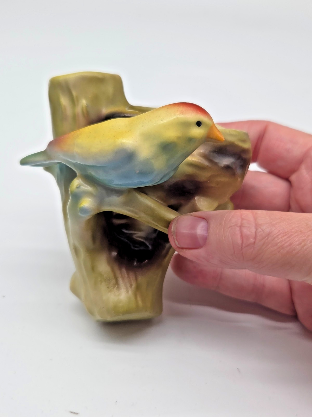 Vintage Ceramic Czech Hand Painted Wall Pocket Vase Bird on Nest