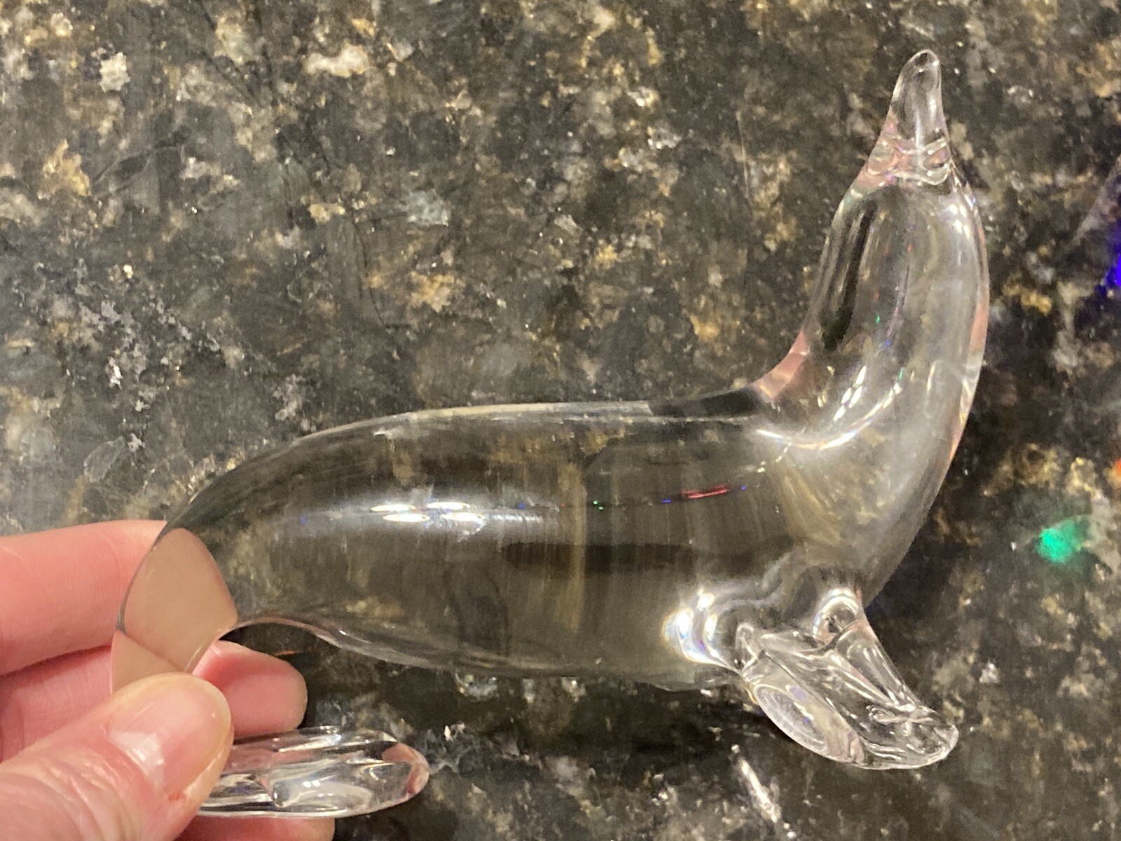 Art Glass Crystal Seal Figurine Pristine Condition 5” x 3.5” Tall