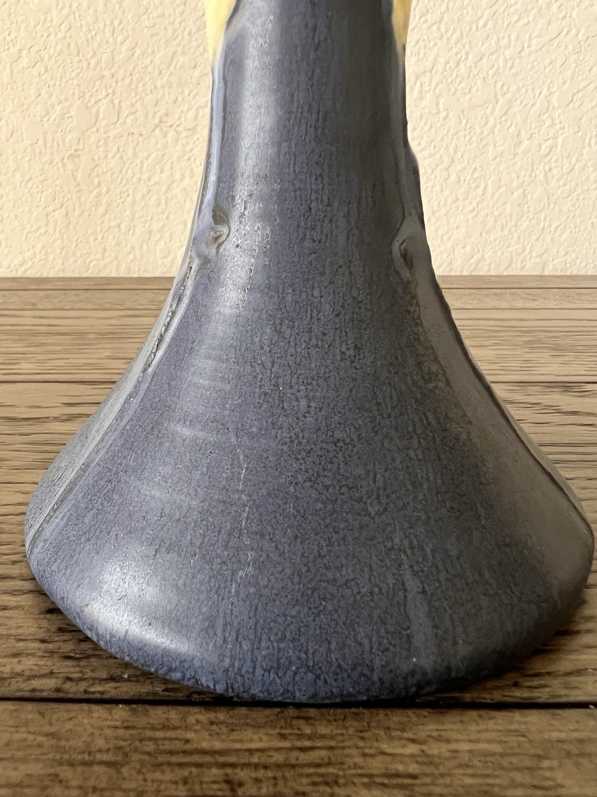 Ephraim Faience Pottery Budding Candlestick Vase Kevin Hicks Blue Vintage 4.5″ T