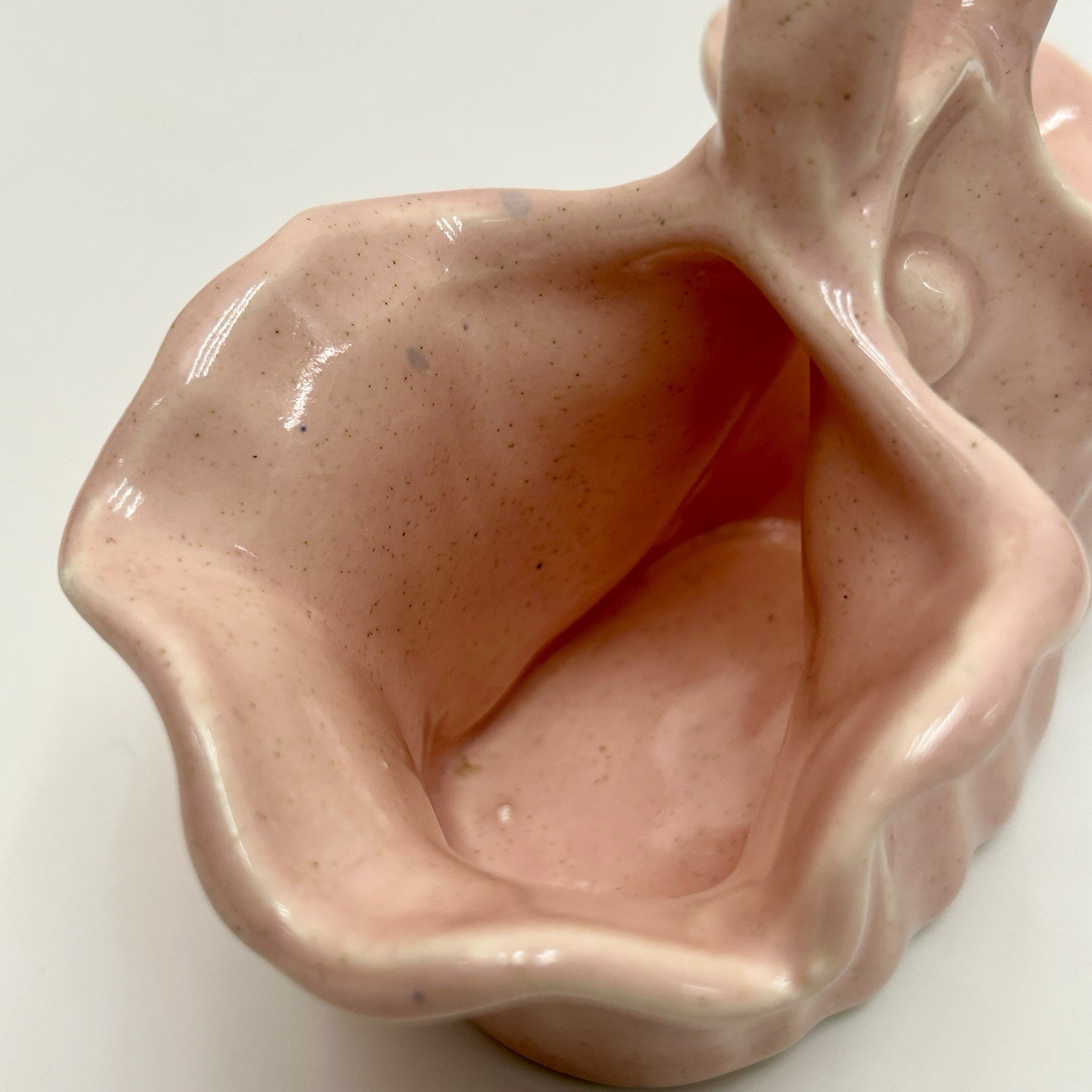 Camark Pottery #138 Pink Double Planter Basket Vase 4½” H Vintage USA