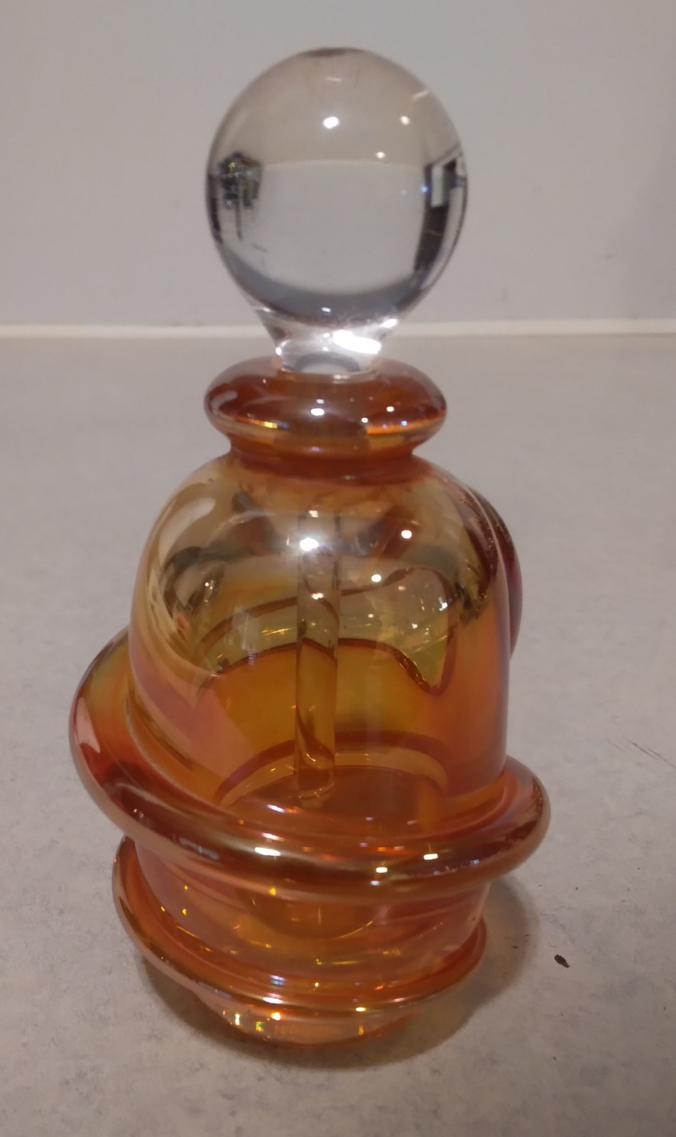 Roger Gandleman?? Signed 2000 Iridescent Rope Applied Art Glass Perfume Bottle