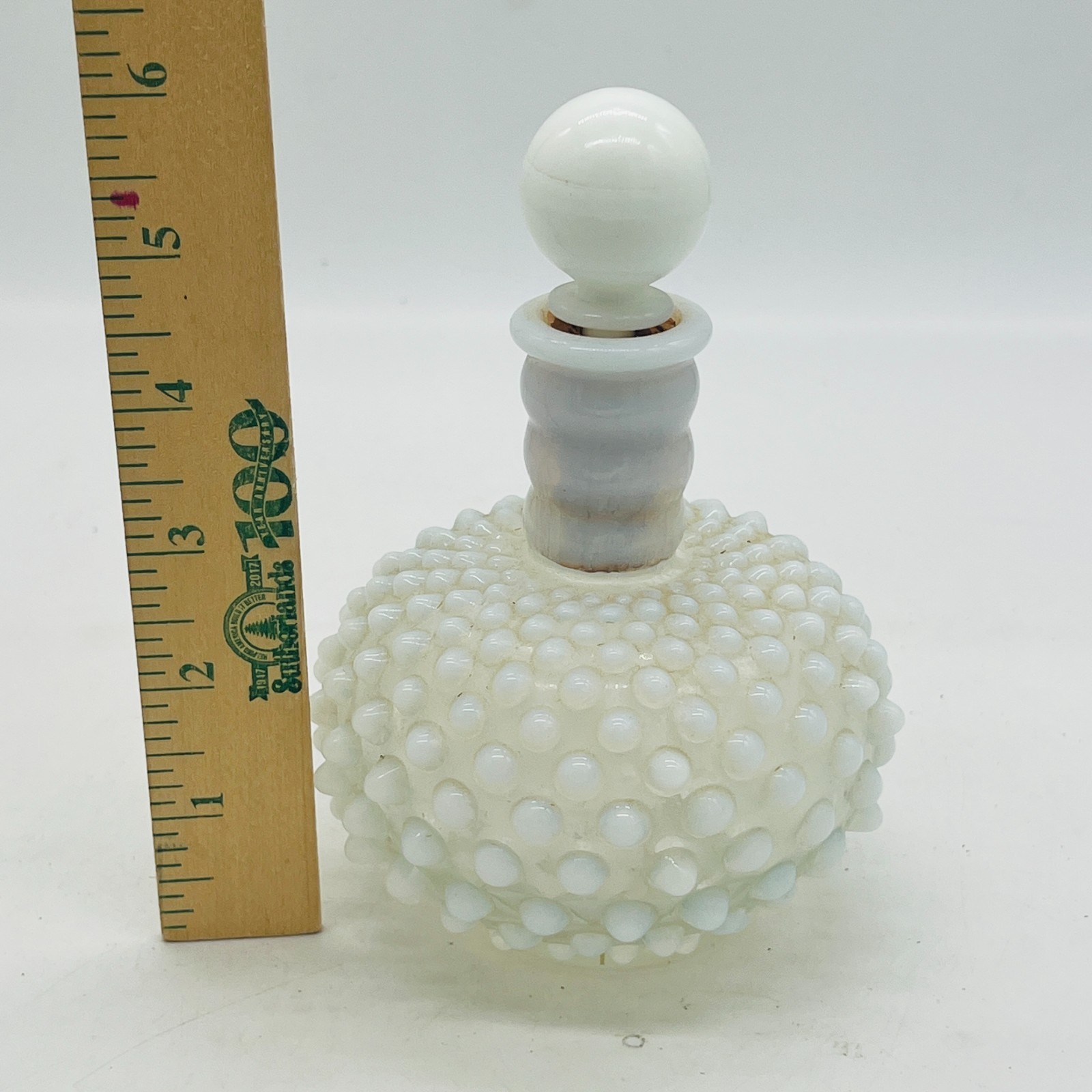 Vintage Fenton Opalescent Hobnail French bottle in Perfume Bottle & Topper 6″