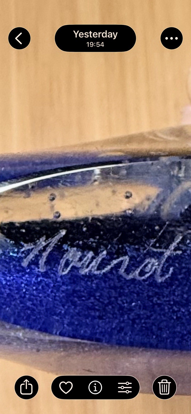Michael Nourot Signed 1988 Heart Art Glass Perfume Bottle Blue Hand Blown Studio