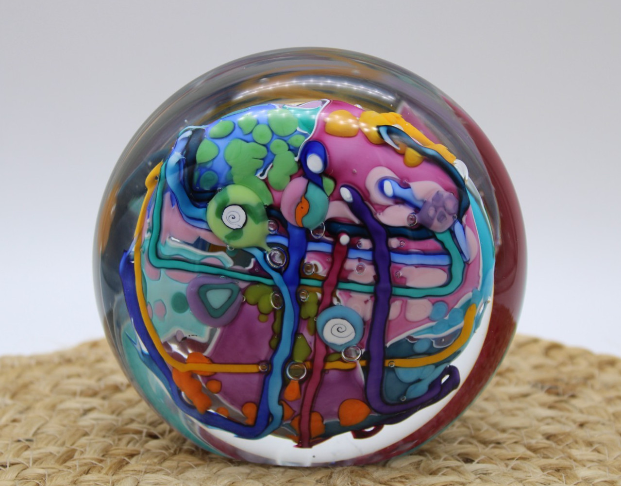 Bob Kliss-Kliszewski Art Glass 1997 Colorful Abstract Traditional Paperweight