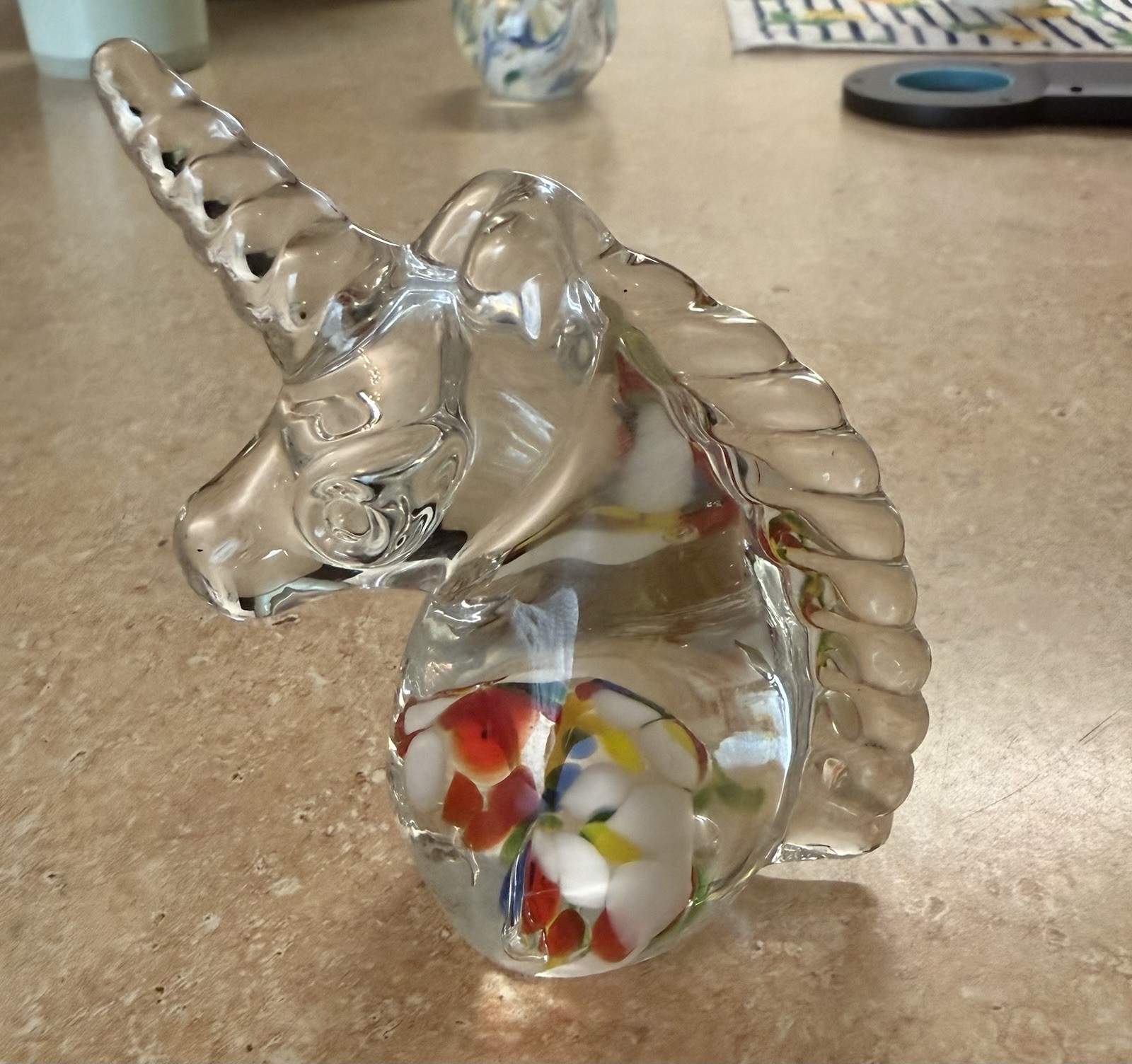 ART GLASS UNICORN PAPERWEIGHT