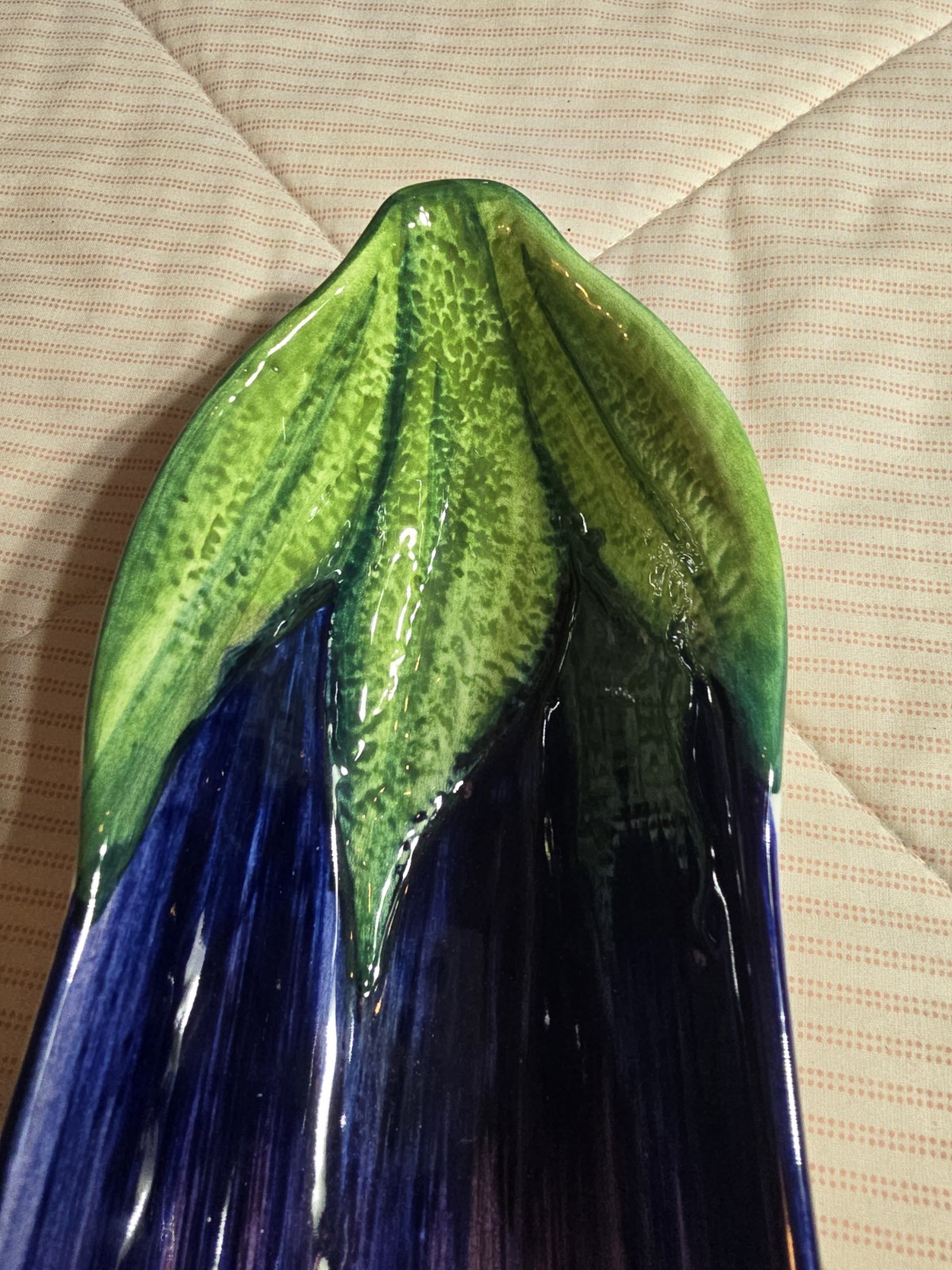 Vietri Italian Ceramic Server Eggplant Shape Handcrafted Decorative