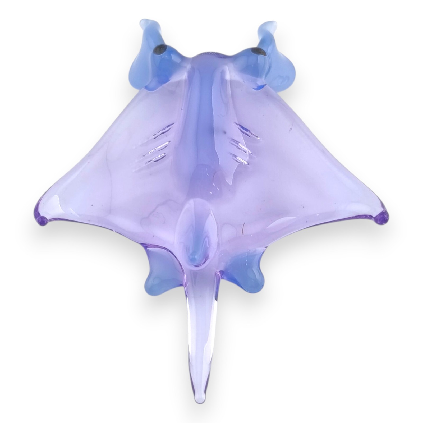 Handcrafted Miniature Purple Blue Stingray Glass Figurine