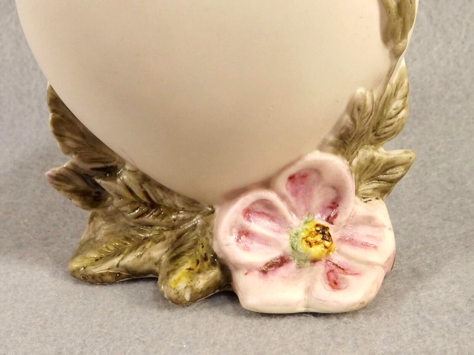 Porcelain Heart Vase Hand Painted Apple Blossom 3.50 inches tall Unbranded