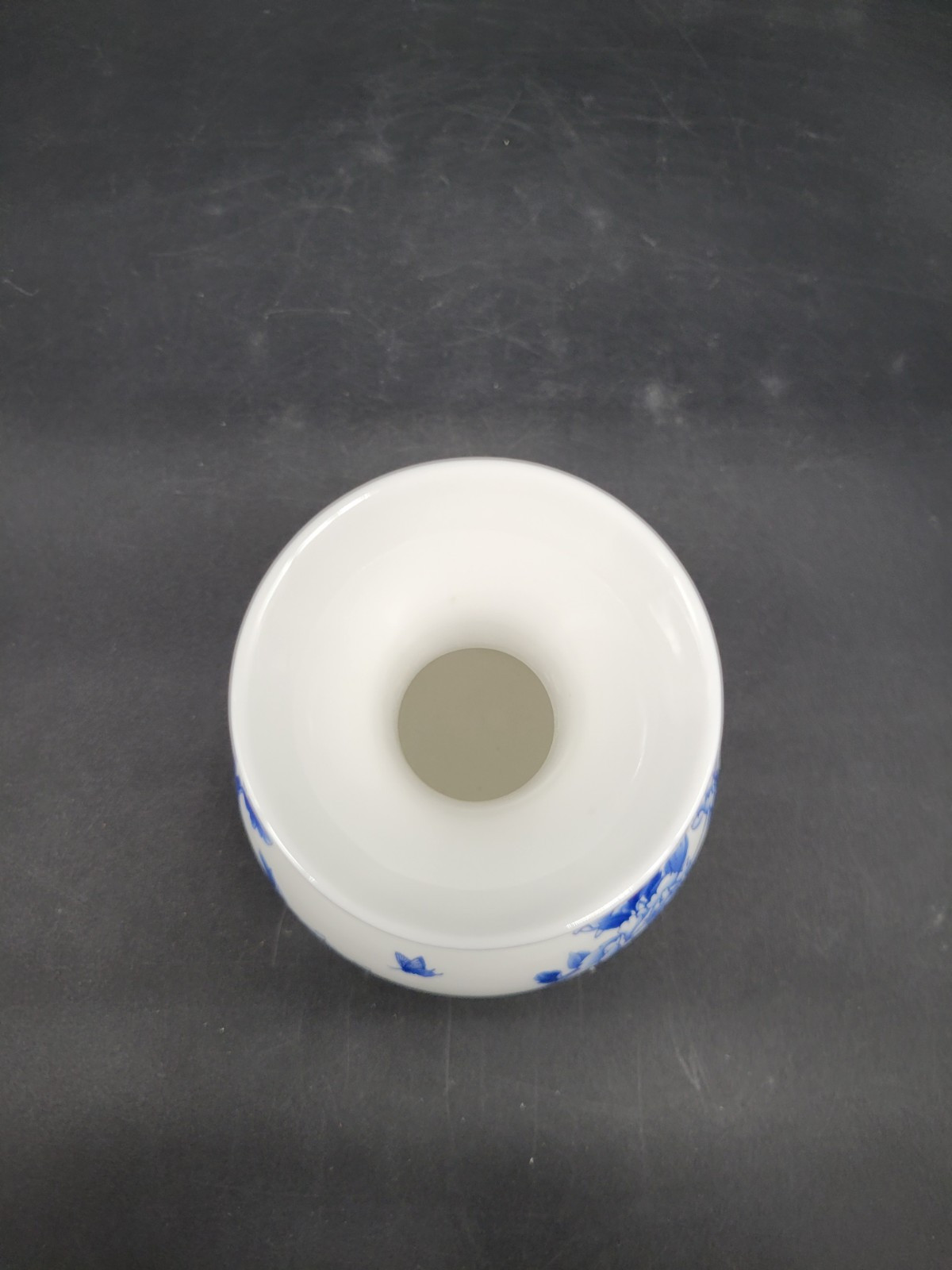 Chinese Blue & White Porcelain Vase Asian Oriental 9 inches Flowers & Caligraphy