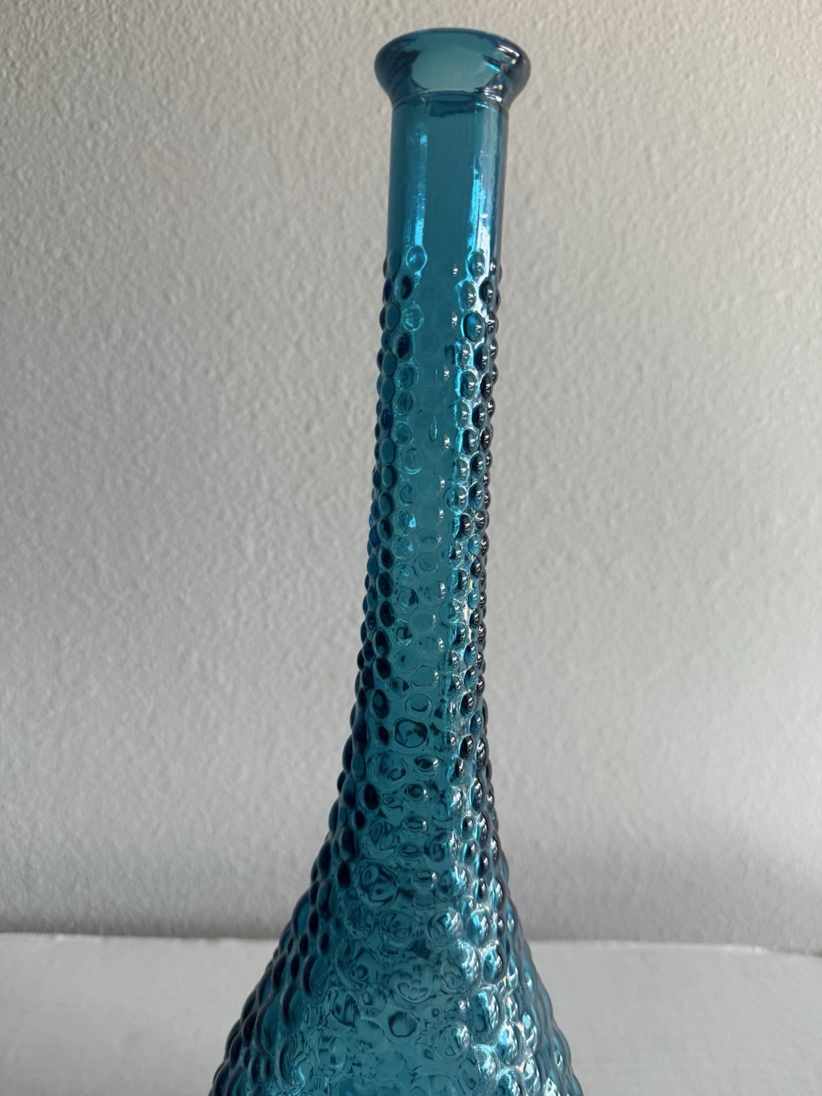 Vintage Empoli Teal Blue Hobnail Genie Bottle NO STOPPER