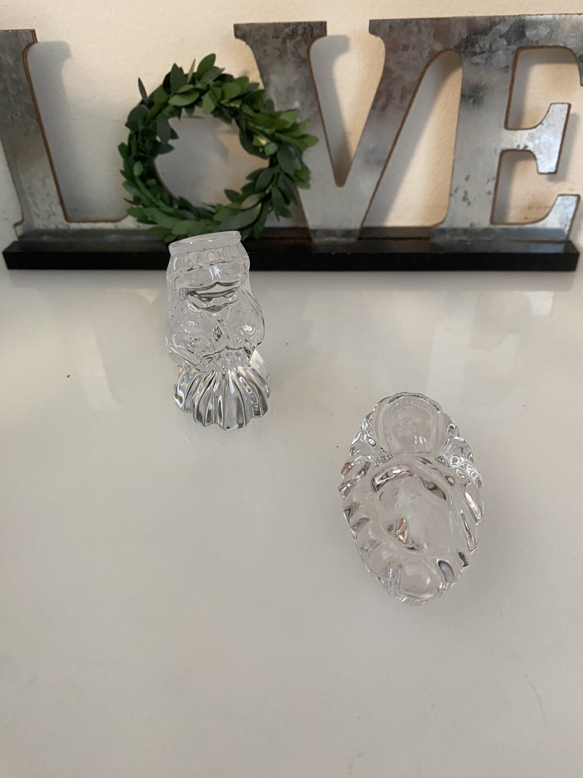 Waterford Marquis Nativity Mary & Baby Jesus Figurines Lead Crystal 2PC Set Vtg