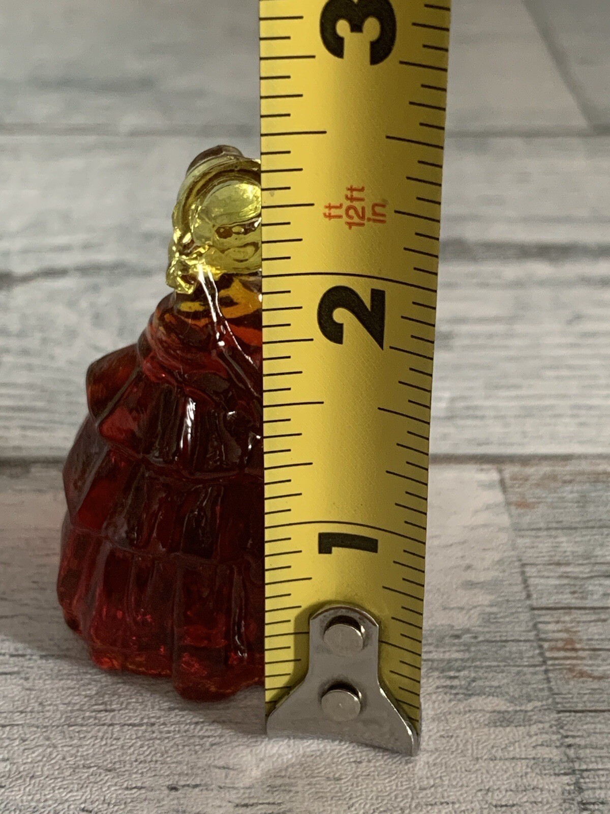 Nancy – 2″ Tall Red/Yellow GLASS DOLL – Boyd Miniature Figurine UV GLOW!