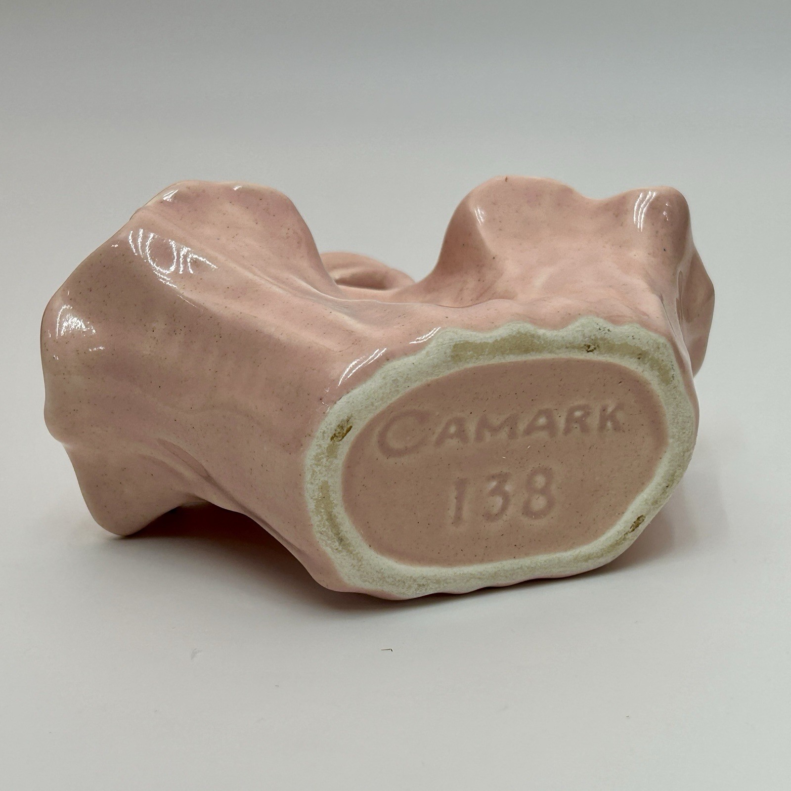 Camark Pottery #138 Pink Double Planter Basket Vase 4½” H Vintage USA