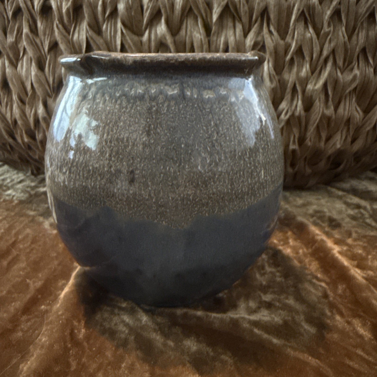 Robert Alewine Pottery Stoneware Cut Out Maple Leaf Luminary Candle Holder 5”