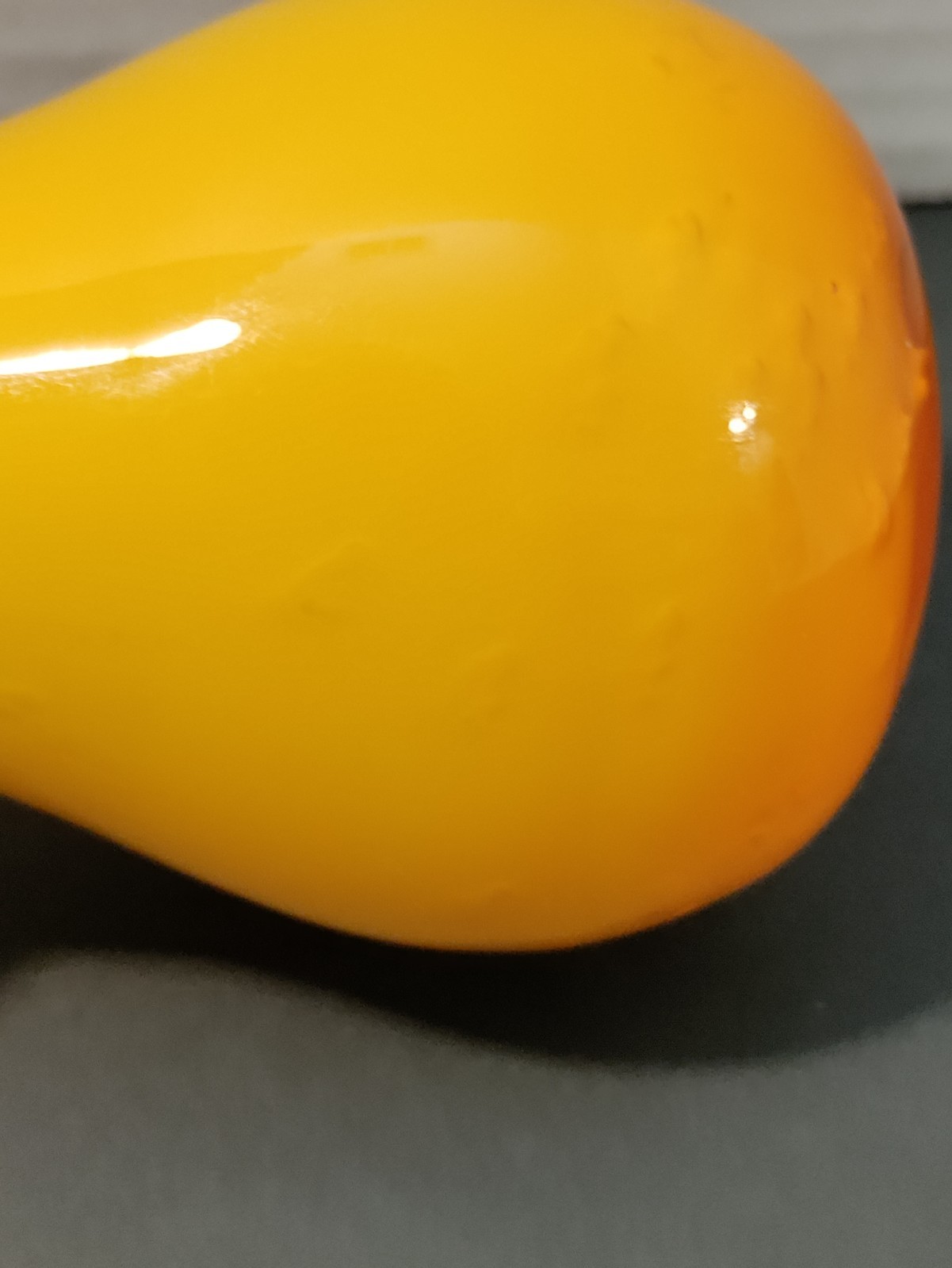 Hand Blown Glass Pear Figurine Paperweight Fruit Yellow Orange 4.5″