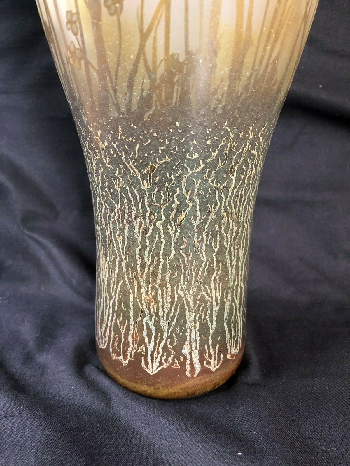 Antique DAUM style very large signed glass vase 17 “