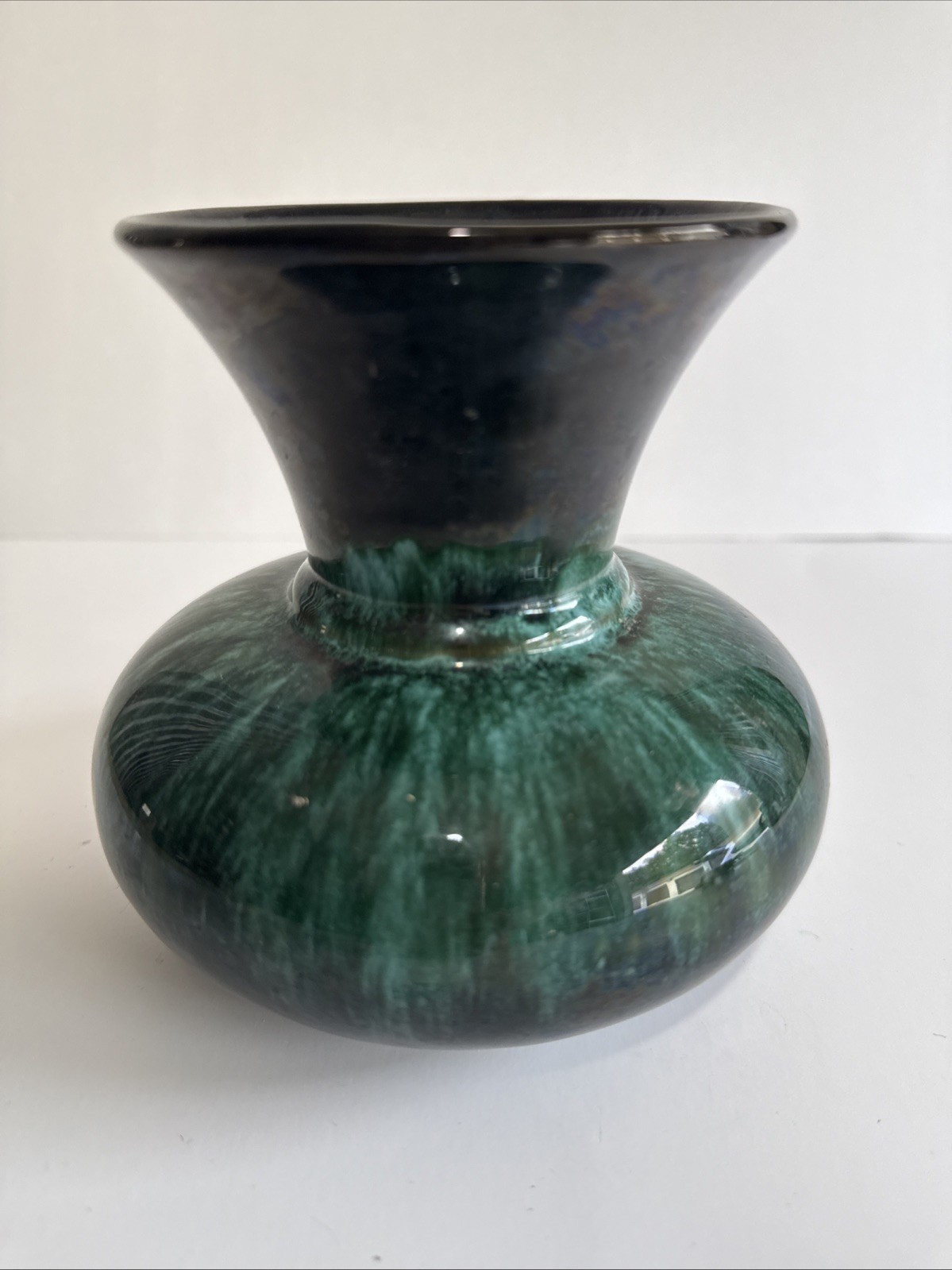 Blue Mountain Pottery Ltd. Green & Black Drip Glaze Art Pottery Vase Canada