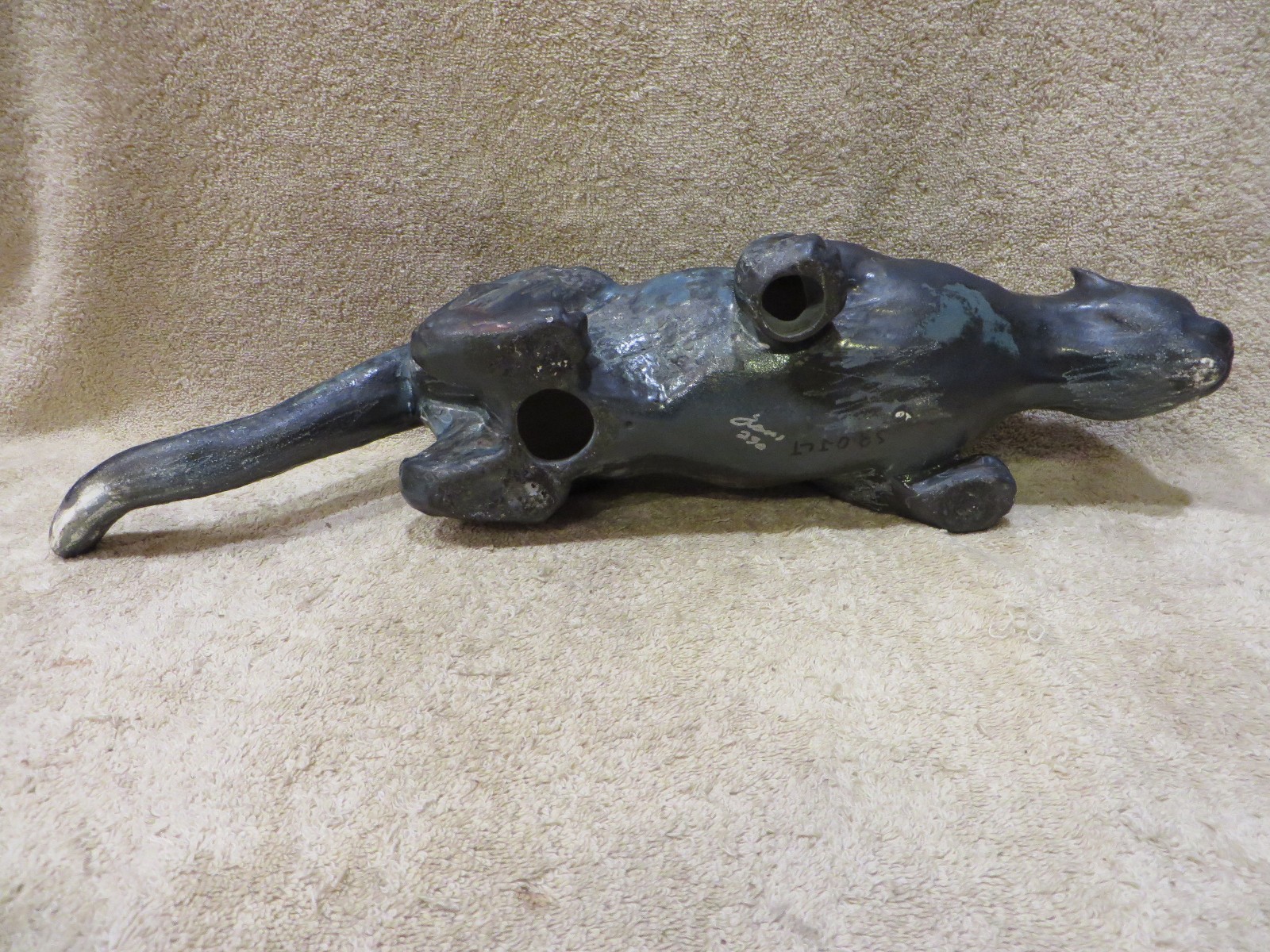 Large 20” Vintage Pottery Stalking Black Panther -UNIQUE -VERY RARE -SEE PICS!!